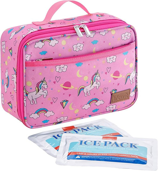 Lifewit Freezable Lunch Box, Insulated Reusable Lunch Bag with 2 Ice Packs, Mini Cooler Snack Bag for Bento Box for Salad, Sandwich, Snacks fo Men Women for Work, Pink 5L