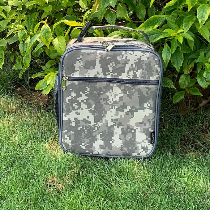 FlowFly Lunch box Insulated Soft Bag Mini Cooler Back to School Thermal Meal Tote Kit for Girls, Boys,DigitalCamo