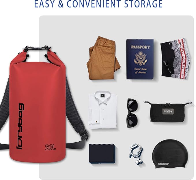 IDRYBAG Dry Bags for Kayaking Waterproof 2L/5L/10L/15L/20L, Small Dry Bag Waterproof Floating, Dry Sack Waterproof Bag for Paddleboarding Travel