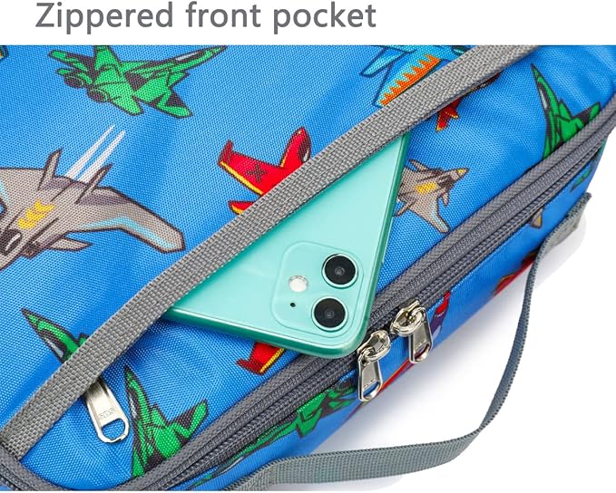 FlowFly Kids Lunch box Insulated Soft Bag Mini Cooler Back to School Thermal Meal Tote Kit for Girls, Boys, Fighter
