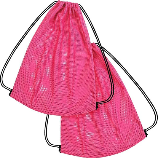 Frienda Mesh Drawstring Backpack Bag Multifunction Mesh Bag for Swimming, Gym, Clothes (Fluorescent Pink)