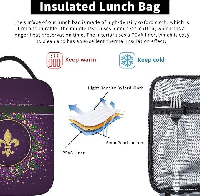 Carnival Lunch Box Reusable Insulated Lunch Bag Thermal Cooler Tote For Boys Girls Teen School Men Women Picnic Travel Hiking