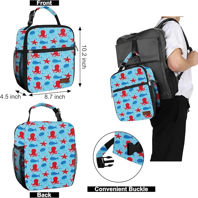 Lunch Box for Men & Women Durable Lunch Bag for Adults Reusable Small Lunchbox Octopus