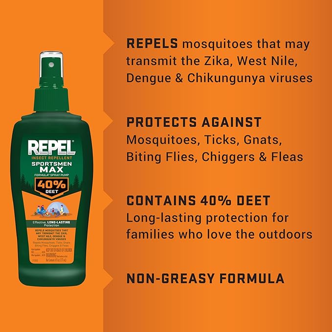 Repel Insect Repellent Sportsman Max Formula, Repels Mosquitoes, Ticks and Gnats, Effective Long-Lasting Protection, 40% DEET (Aerosol) 6 fl Ounce (Pack of 2)