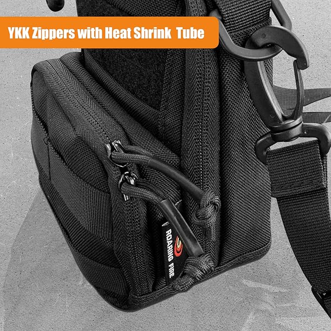 ROARING FIRE Tinder Tactical Molle Utility Pouch, EDC Tool Organizer Pouch with Removable Sling Strap. Modular Organizer Pouches for Every Day Carry, Hiking, Camping (Black)