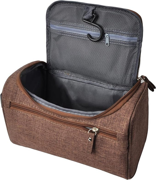 Vercord Mens Toiletry Bag Wash Travel Small Shaving Dop Kit Shower Bathroom Ditty Hygiene Bag Frosted Coffee