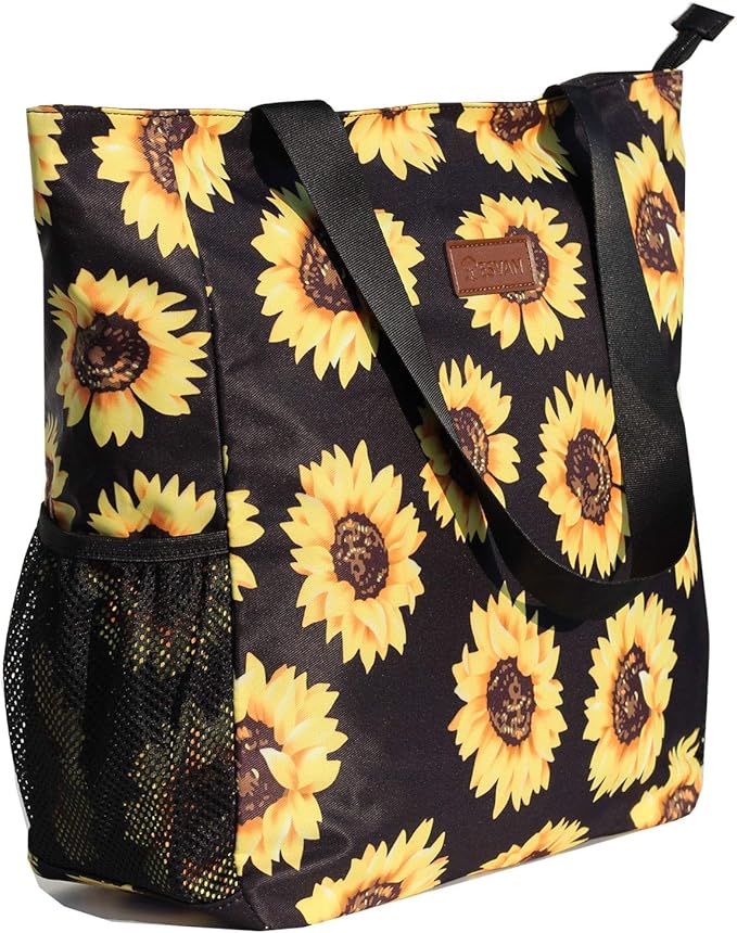 ESVAN Original Floral Water Resistant Large Tote Bag Shoulder Bag for Gym Beach Travel Daily Bags Upgraded