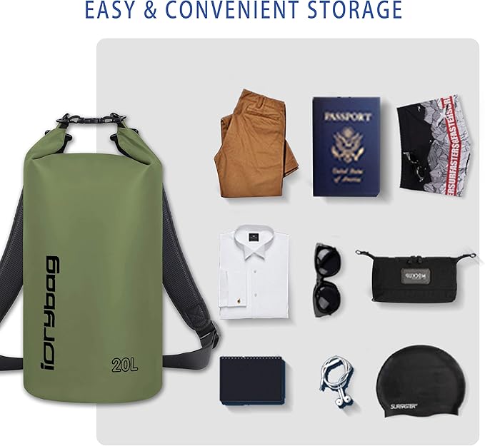 IDRYBAG Dry Bags for Kayaking Waterproof 2L/5L/10L/15L/20L, Small Dry Bag Waterproof Floating, Dry Sack Waterproof Bag for Paddleboarding Travel