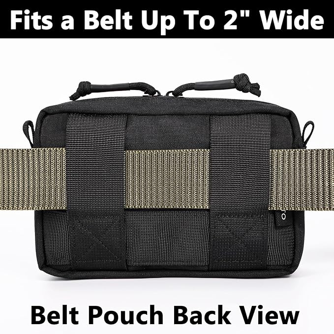 MOZETO Belt Pouches for Men, Water Resistant Small Belt Bag with USA Flag Patch, Pocket Organizer Storage EDC Gear for Work, Travel, Hiking