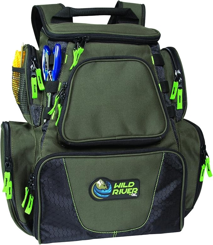 Wild River CLC WN3606 Multi-Tackle, Mulit-Pocket, Large Backpack, Fishing Bag, Without Trays
