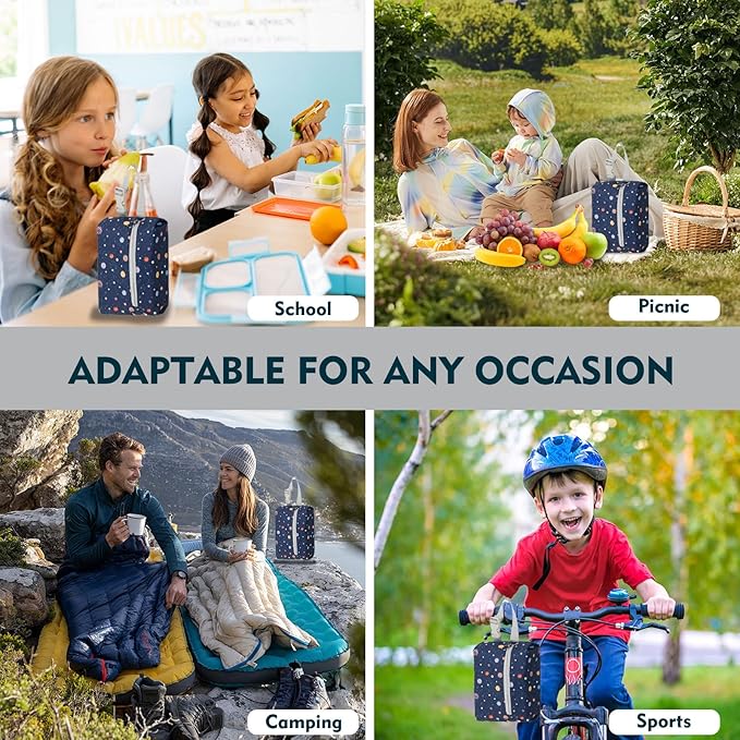 Insulated Snack Bag, Freezable Small Cooler Bag with Zipper and Adjustable Buckle, Rectangular Thermal Cooler Bag