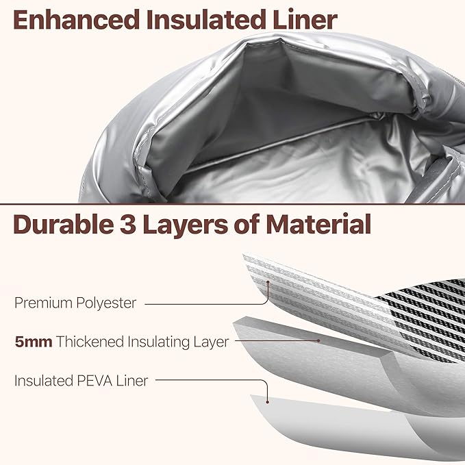 Bagseri Insulated Lunch Bag Women - Lunch Bag for Women Men Reusable Lunch Box Leakproof Thermal Cooler Sack Food Handbags Case High Capacity for Work and Picnic (Black White Stripe)