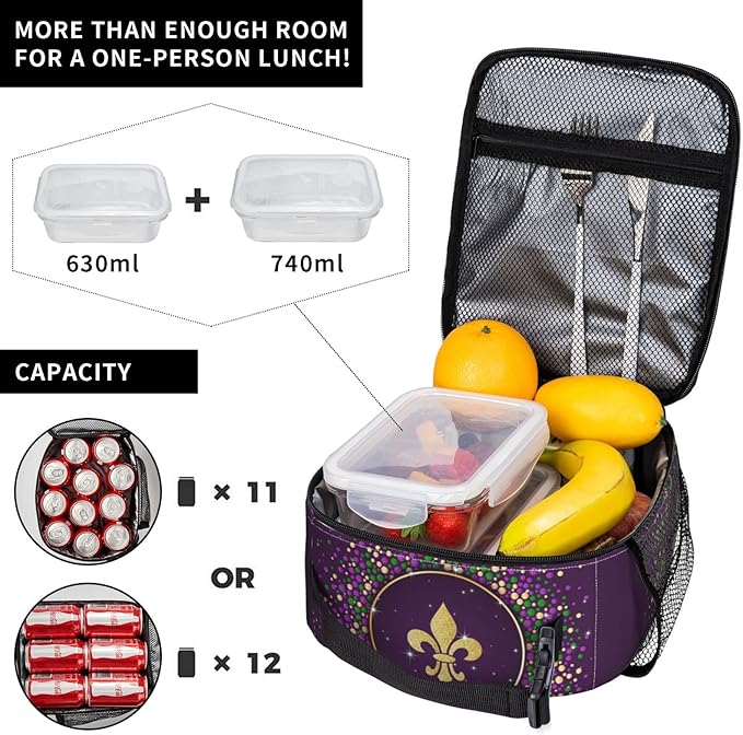 Carnival Lunch Box Reusable Insulated Lunch Bag Thermal Cooler Tote For Boys Girls Teen School Men Women Picnic Travel Hiking