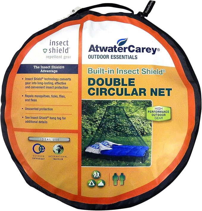 Double Circular Bed Mosquito Net Treated with Insect Shield Permethrin Bug Repellent, Green Bed Net, One Size
