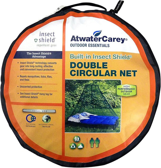 Double Circular Bed Mosquito Net Treated with Insect Shield Permethrin Bug Repellent, Green Bed Net, One Size