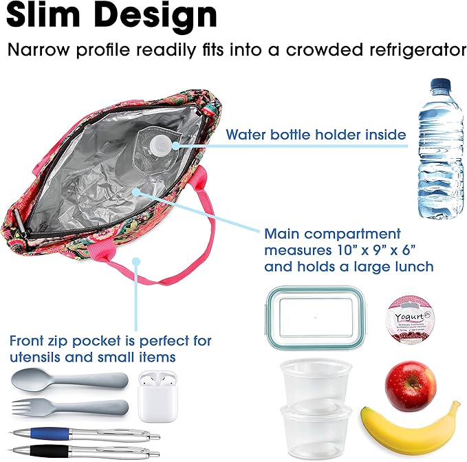 J World Lola Lunch Tote Bag Insulated Lunch-Box for Women & Teen Girls, Classic Paisley