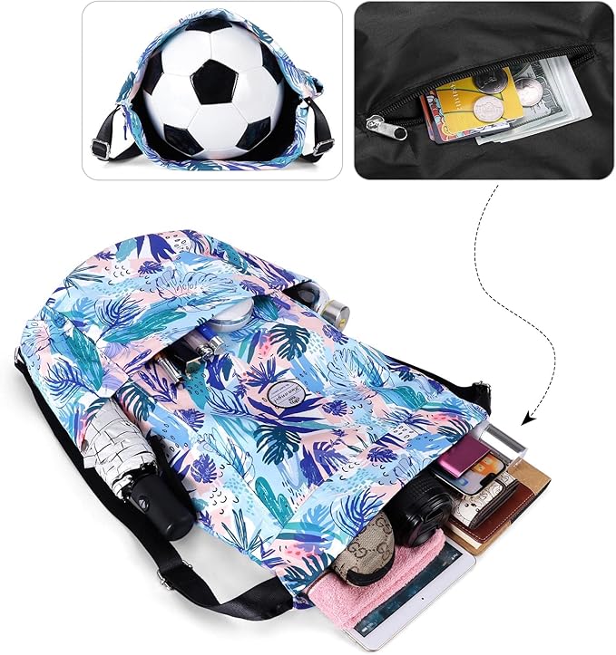 HUA ANGEL Floral Print Drawstring Bag - Lightweight Waterproof Cinch Sackpack with Side Pocket for Men & Women Travel Gym Bag