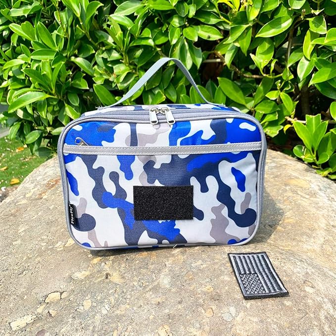 FlowFly Kids Lunch box Insulated Soft Bag Mini Cooler Back to School Thermal Meal Tote Kit for Girls, Boys, Flag