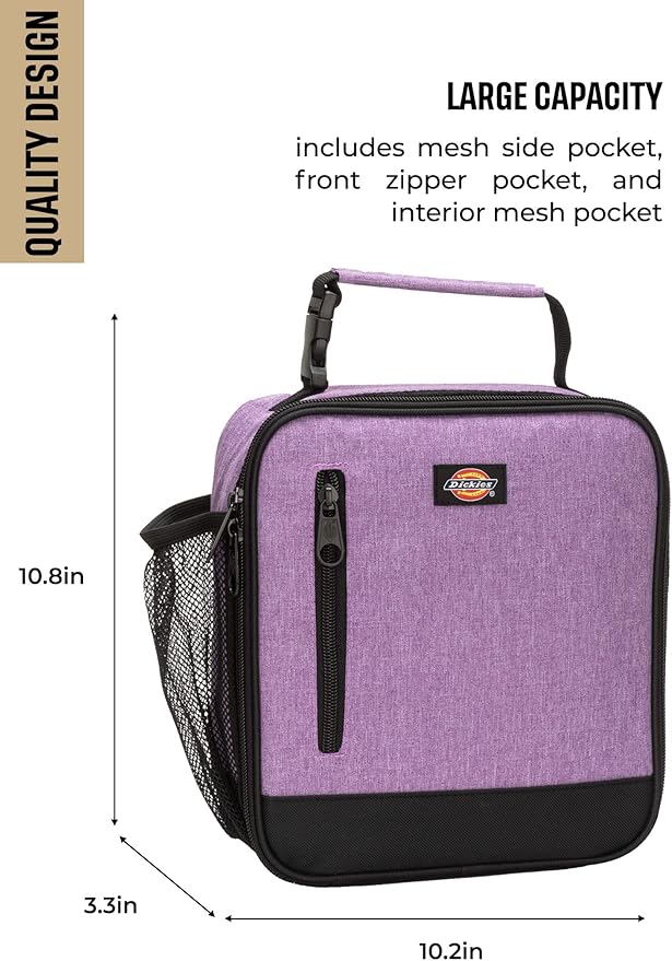 Dickies Basic Insulated Lunch Bag for Work, Thermal Reusable Office Lunch Box for Men, Women (Purple)