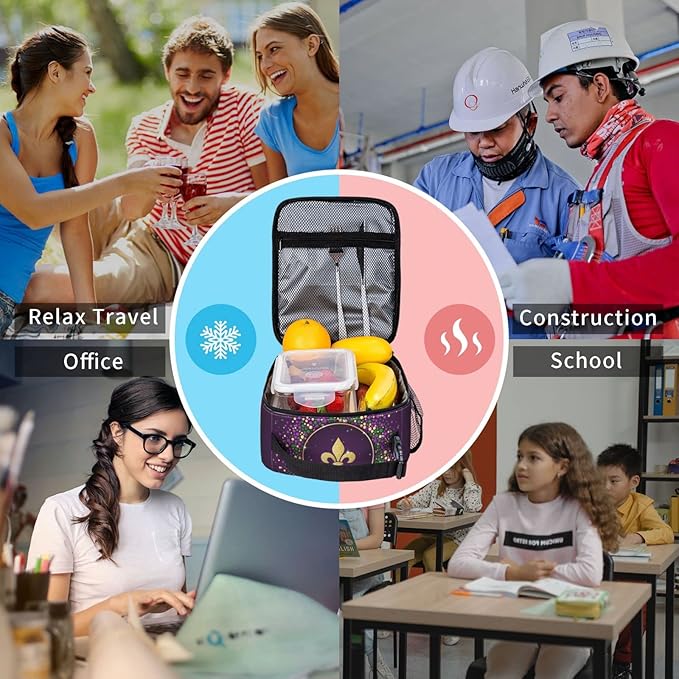 Carnival Lunch Box Reusable Insulated Lunch Bag Thermal Cooler Tote For Boys Girls Teen School Men Women Picnic Travel Hiking