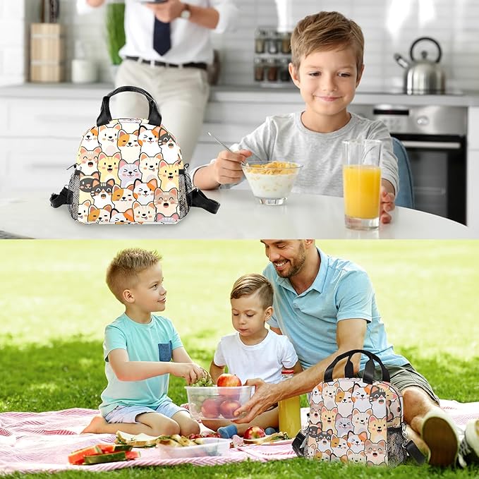 Cute Lunch Bag for Women,Insulated Cat Lunch Box for Kids Small Lunch Totebag Reusable Leakproof Lunch Bag With Shoulder Strap for Girls Boys School Work Picnic