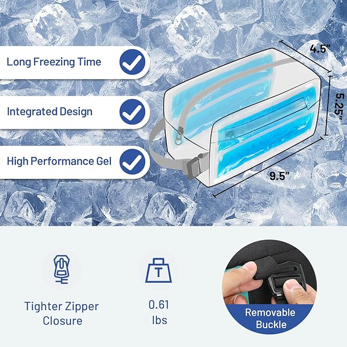 MIER Freezable Snack Bags Small Frozen Mini Cooler Lunch Bag Freezer Insulated Pouch for Kids Adults Work School Travel On-the-go, Blue/Black