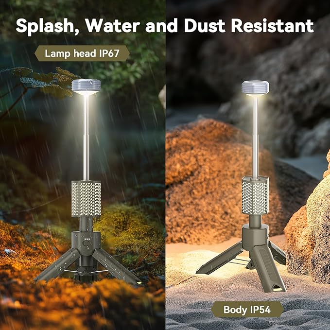 MORIKO Camping Lights Rechargeable Telescopic, Portable Collapsible Magnetic Lantern Camping Essentials, 10,500mAh IP67 Waterproof LED Flashlights, Camping Gear for Hiking Fishing Travel Emergency