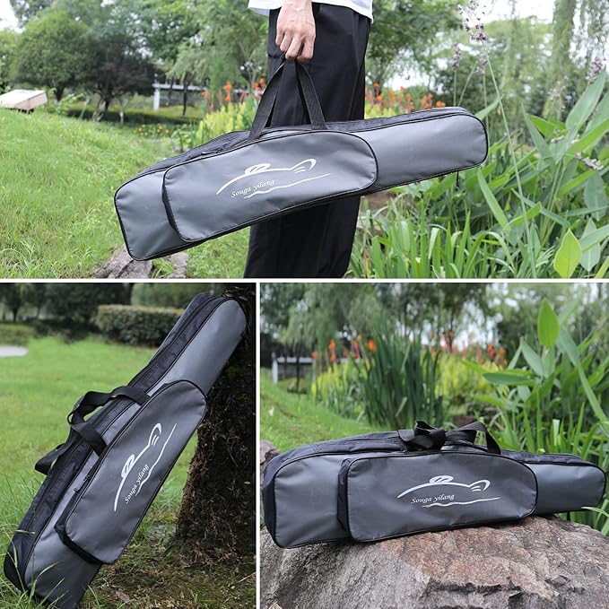 Sougayilang Folding Fishing Rod Case Organizer Pole Storage Bag Rod Reel Tackle Carrier Fishing Rod Bag Fishing Case
