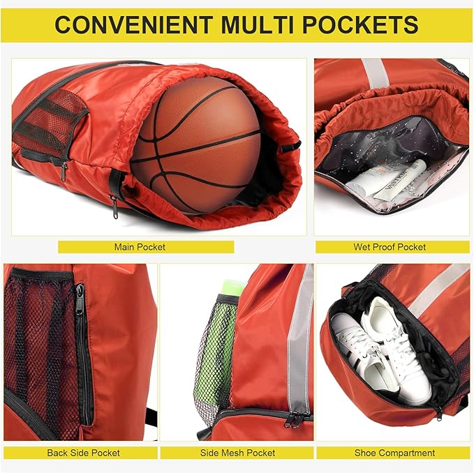 BeeGreen Drawstring Backpack Sports Gym Bag With Shoe Compartment and Two Water Bottle Holder …