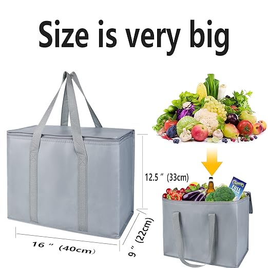 Insulated Car Trunk Organizer, Storage Collapsible Multi Compartment Car Organizer, SUV Trunk Organizer, Non Slip Bottom, Adjustable Securing Straps, Foldable Cover Grocery Shopping Bags,