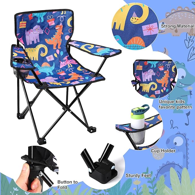 KABOER Kids Outdoor Folding Lawn and Camping Chair with Cup Holder and Carrying Bag, Children's Camping Chairs