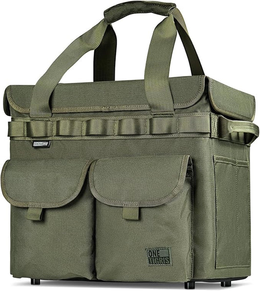 OneTigris Camping Storage Bag with Lid, 25L Collapsible Tactical Tote Bag for Outdoor Camping Travel Picnic Garage Trunk Organizer