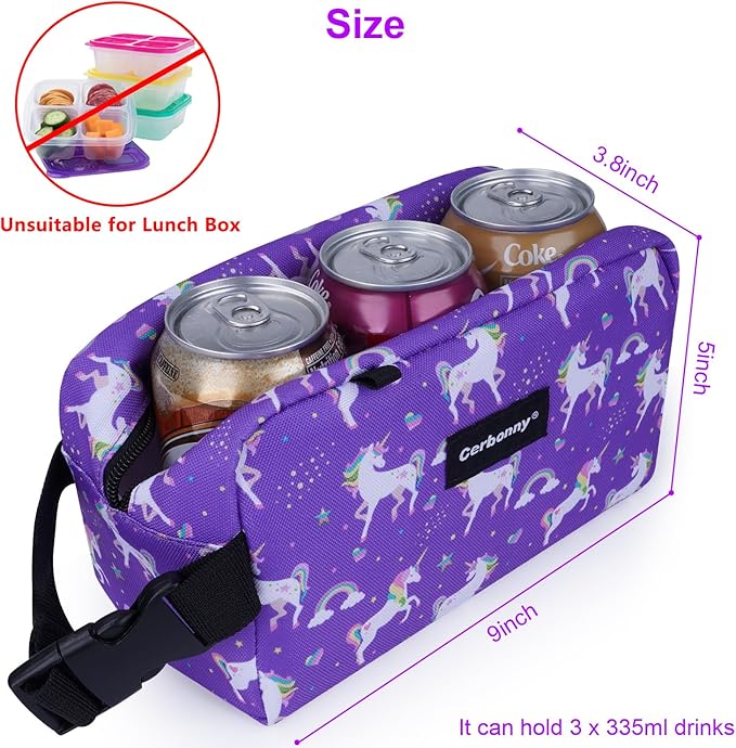 Cerbonny Small Cooler Bag Freezable Lunch Bag for Work School Travel,Small Lunch Bag,Small Insulated Bag For Kids/Adults,Freezer Lunch Bags,Mini Lunch Bag Fit For Yogurt,Suit for 3+(purple unicorn)