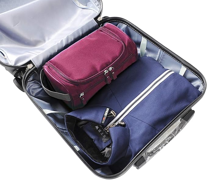 Vercord Mens Toiletry Bag Wash Travel Small Shaving Dop Kit Shower Bathroom Ditty Hygiene Bag Burgundy