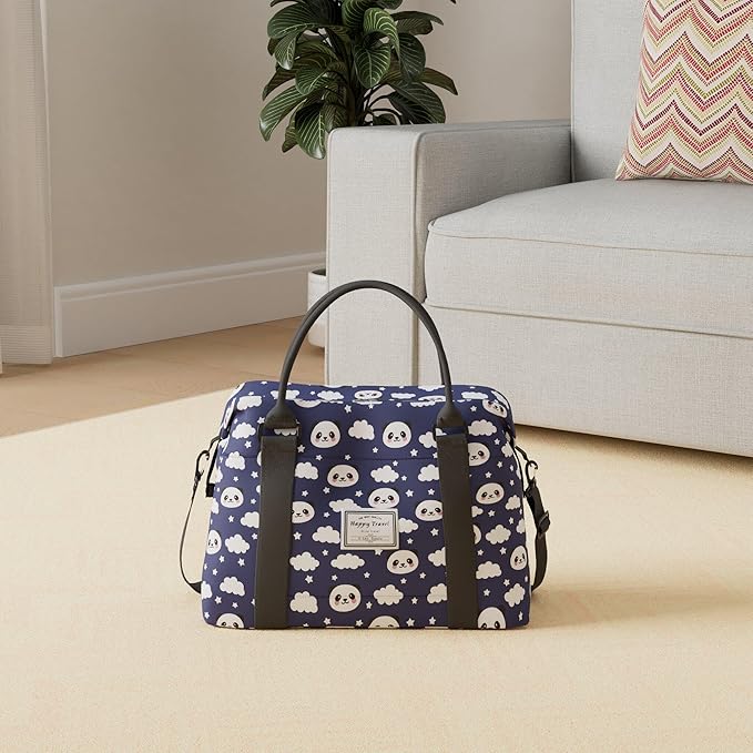 Travel Duffle Bag Weekender Overnight Bag Gym Tote with Dry and Wet Separated Pocket for Women Girls Shoulder Workout Duffel Bag Water Resistant (cute panda)
