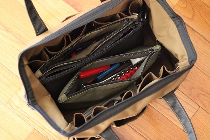 COREFLEX Premium Tool Pouch Zipper Bag, Small Tool Bag, Multipurpose Storage pouch, Heavy duty Flat Bottom Tool bag with YKK Zipper (3 pack Large 12inch)