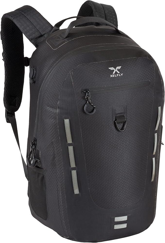 Submersipack Waterproof Backpack - Submersible, Inflatable, Floating TPU Coated Durable Nylon Dry Bag with Airtight Zipper for Kayak, Fishing, Boating, Hiking, Paddle Board (Black, 25L)