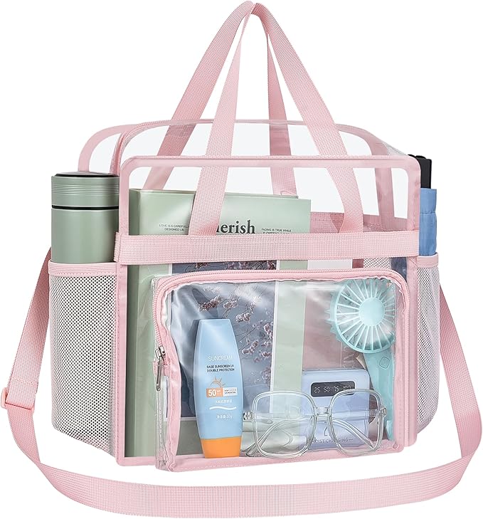 USPECLARE Clear Tote Stadium Approved, Security Travel & Gym Clear Bag for Work Sports Games Concerts