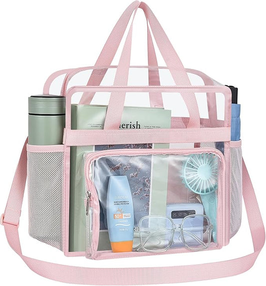 USPECLARE Clear Tote Stadium Approved, Security Travel & Gym Clear Bag for Work Sports Games Concerts