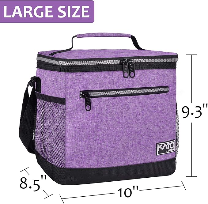 Tirrinia Large Insulated Lunch Box for Men/Women, Leakproof Thermal Lunch Bag for Office Picnic Work Beach Camping,Reusable Lunch Cooler Tote for Adult,Purple