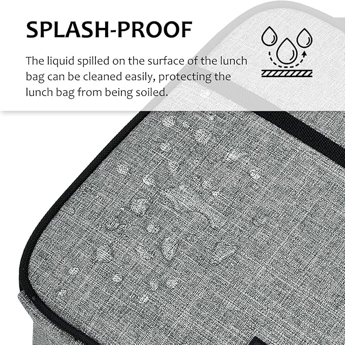 Small Insulated Lunch Bag for Men Women, Splash Proof Mini Portable Reusable Thermal Lunch Box Cooler Tote for Adults & Kids, Grey, 8.5in x 4in x 9.5in (L x W x H)