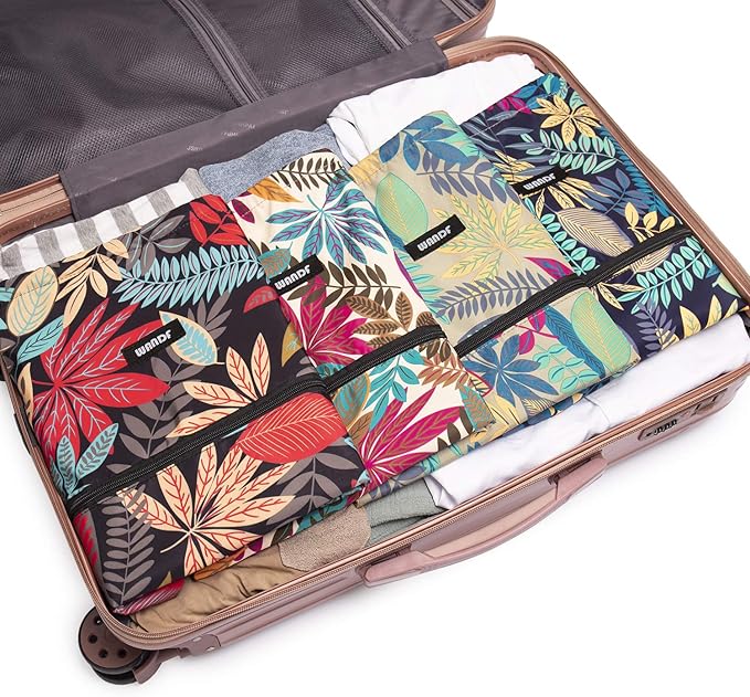 WANDF Drawstring Backpack String Bag Sackpack Cinch Water Resistant Nylon for Gym Shopping Sport Yoga (Blue Leaf.)