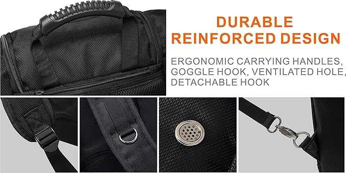 Ski/Snowboard Boot Bag/Skating Bag | Store Gear, Jacket, Helmet, Goggles, Gloves & Accessories | Travel with Waterproof Exterior & Bottom, Venting & Grommets for Snow Drainage