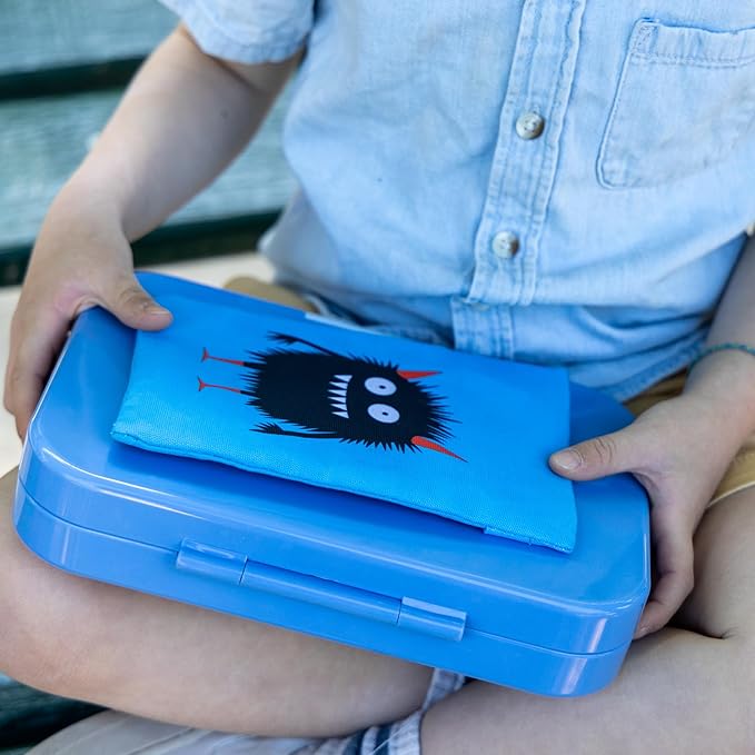 Yumbox Reusable Soft Ice Packs with Fabric Sleeve for Lunch Box and Cooler, Sweatproof, Pack of 2 Gel Ice Packs (Monster Shark)