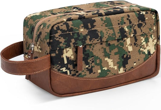 Travel Toiletry Bag for Men, Hanging Toiletry Organizer, Water Resistant Shaving Kit with Large Capacity for Travel Accessories (Camo-Green)