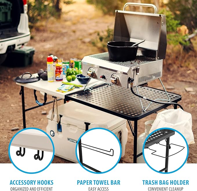 Lifetime Folding Tailgate Table with Grill Rack, Portable Outdoor Camping Station, 5-Foot