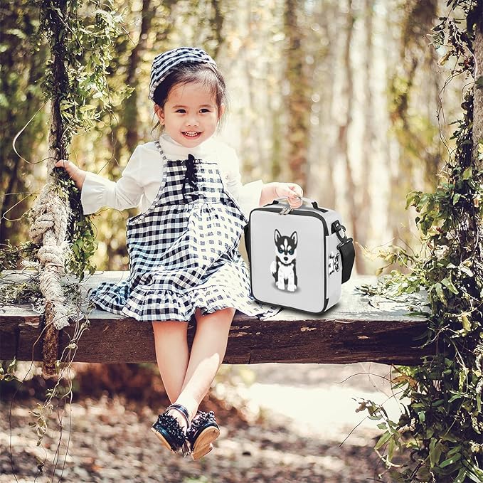 Husky Dog Insulated Lunch Bag Kids Cute Puppy Thermal Meal Reusable Lunch Box for Girls,Boys Waterproof Back to School Picnic