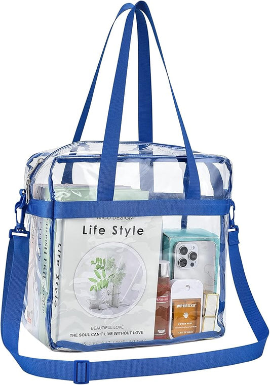 USPECLARE Clear Tote Stadium Approved, Security Travel & Gym Clear Bag for Work Sports Games Concerts