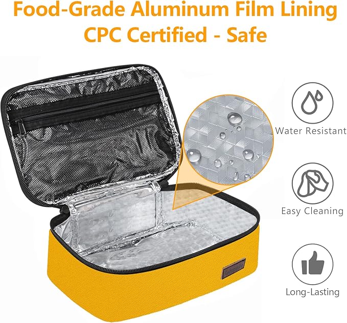 Gloppie Mini Lunch Box Small Kids Lunch Bag Compact LunchBox Bag, CPC Certified | Child-Safe Materials, Insulated LunchBag Reusable Sandwich Containers Snack Box, Yellow