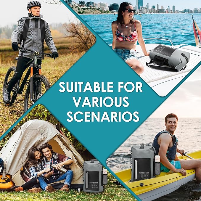 Waterproof Backpack 20L/30L/40L- Roll Top Closure Bag - Hiking Backpack - Lightweight Durable Floating Dry Bag with IPX8 Waterproof Phone Case